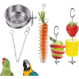 Comparer les prix de Mangeoires à oiseaux acier inoxydable lot de 5 accessoires pour cages pour perruches et canaris