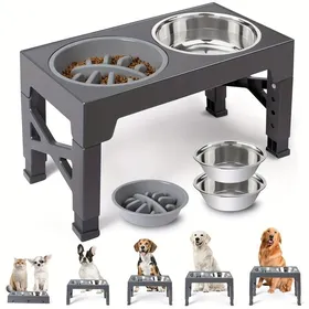 Comparer les prix de Gamelle surélevée pour chien (convient aux chiens de petite) réglable sur 5 hauteurs - produit de haute qualité et durable