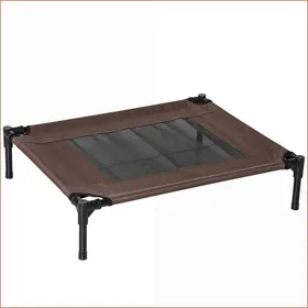 Comparer les prix de Lit pour chien élevé extérieur - Stable avec maille lavable - Pour chiens moyens/gros (20 kg max) - Marron 76x61x18 cm