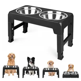 Comparer les prix de JEOBEST GAMELLE CHIEN ET CHAT 2 BOLS HAUTEUR RÉGLABLE GAMELLE PROFESSIONNELLE POUR ANIMAUX DE COMPAGNIE NOIR