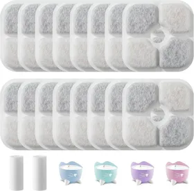 Meilleurs prix pour 16 Pièces Filtre Fontaine Eau Chat,Filtre Fontaine Chat carré avec 2 tuyaux,Résine échangeuse d'ions,Charbon Actif,Adapté 2.5 L