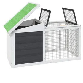 Comparer les prix de Clapier en bois de pin massif - WIENS - 1005x54x55 cm - Gris - Toit résistant à leau - Parois grillagées