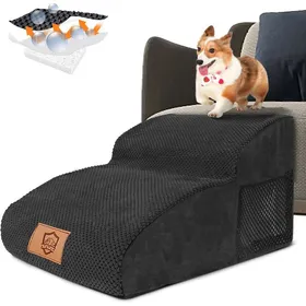 Meilleurs prix pour Escalier Chien 2 Marches - 1 Unité - Mousse Haute Densité - Accès Canapé pour Senior - Noir 55x40x30cm BORDURE DE ROUTE