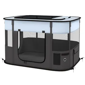 Comparer les prix de LIA Parc enclos pliable Oxford gris/noir 94x74x60cm
