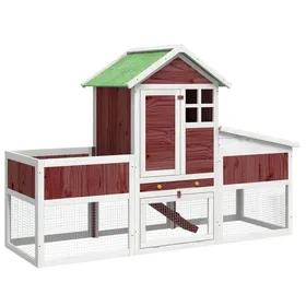 Meilleurs prix pour Clapier en bois de pin - vidaXL - 170x63x113 cm - Moka blanc vert - Bois de pin massif - Toit résistant à leau