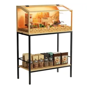 Meilleurs prix pour Cage à Hamster en Verre Trempé - Cage pour Rongeurs avec Étagère Inférieure Éclairage LED Intégré 80x39.6x116cm