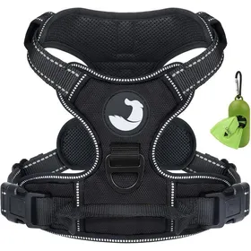 Meilleurs prix pour Harnais Anti-Traction pour Chien Réfléchissant et Respirante - Attache Devant et Poignée de Contrôle - Noir Taille M pour Moyen