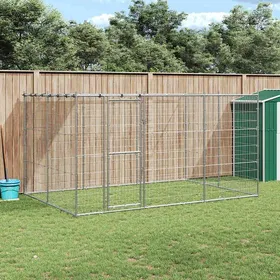 Comparer les prix de Argent Chenil dextérieur grande cage pour chien Acier galvanisé avec toit 726 m² A311