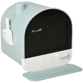 Comparer les prix de Toilettes pour chats avec des toilettes avec des chats jusquà 5 kg avec couvercle tapis de litière pour chats vert 43x4x47cm