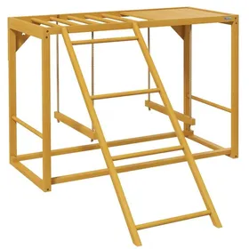 Meilleurs prix pour Poulailler Aire de jeux en bois naturel pour poules avec balançoires échelle et structure descalade (3-4 poules)100x110x70cm