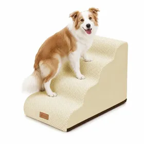 Comparer les prix de VOUNOT® Escalier pour chien et chat à 4 marches en mousse haute densité - antidérapante déhoussable lavable - 72x40x50cm beige