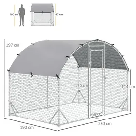 Comparer les prix de Poulailler Enclos en acier 280 x 190 x 197 cm Cage à poules avec couverture résistante aux UV porte enclos pour 4-6 poules pet