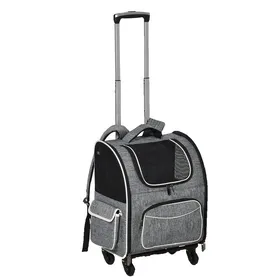 Comparer les prix de Sac de transport chien 2-en-1 trolley et sac à dos gris 43x33x515 cm