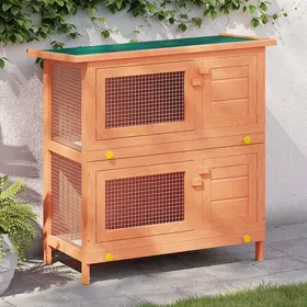 Comparer les prix de Clapier dextérieur pour petits animaux - vidaXL - 4 portes - Bois de sapin massif - 90x45x89 cm - Toit étanche vert