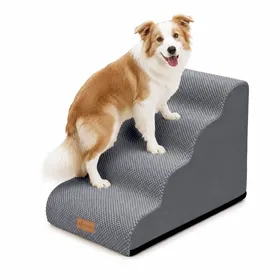 Comparer les prix de VOUNOT® Escalier pour chien et chat à 4 marches en mousse haute densité - antidérapante déhoussable lavable - 72x40x50cm gris