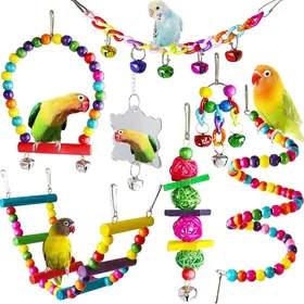 Comparer les prix de Jouets pour perruches calopsittes clochette suspendue hamac balançoire et échelles à grimper pour oiseaux de compagnie Label