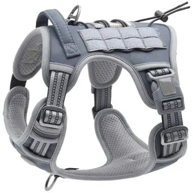 Meilleurs prix pour Harnais Chien Anti-Traction Tactique Respirant et Réglable Gilet Réfléchissant Durable Taille S Gris