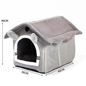 Meilleurs prix pour Maison pour chat et petit chien en forme dours niche fermée confortable en polaire pour intérieur quatre saisons gris