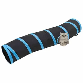 Comparer les prix de （SOLDES SEPT)Château de princesse - Tunnel pour chats en forme de S Noir et bleu 122 cm Polyester &6456049