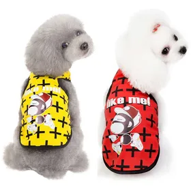 Meilleurs prix pour T-shirt en coton extensible sans manches pour chien lot de 2 (rouge et jaune)
