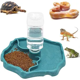 Comparer les prix de Distributeur d& 39 eau pour Reptile Mangeoire Gamelle Tortue Terrestre Abreuvoir Tortue Terrestre 2 en 1 Distributeur Bleu