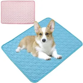 Comparer les prix de Tapis Rafraîchissant pour Chien & Chat – 2 pcs 50x40 cm Effet Frais Instantané (Bleu/Rose)