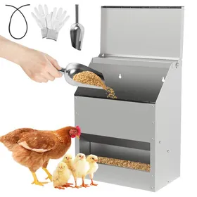 Comparer les prix de Daromigo 15kg Mangeoire automatique distributeur automatique en acier Anti Gaspillage Fixation Murale MANGEOIRE - TREMIE