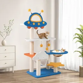 Meilleurs prix pour GIANTEX Arbre a Chat de 124 cm Tour pour Chat à Plusieurs Niveaux Thème de lEspace Capsule Spatiale  Poteaux à Gratter en Sis