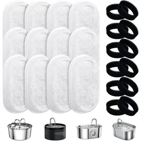 Comparer les prix de Filtre pour Fontaine à Eau - GIGICIAL - 24 Packs - Charbon Actif - Éponge Mousse - Quadruple Filtration