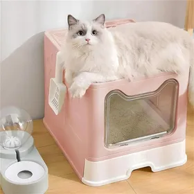 Comparer les prix de Bac à Litiere pour Chat Fermée, Maison de Toilette pour Chats Grande Taille, avec Plateau Amovible et Pelle 48.1x38.4x38cm