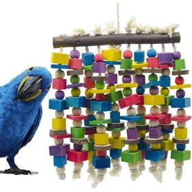 Comparer les prix de Large Bird Parrot Chewing Toy - Multicolored Natural Wooden Blocks Bird Parrot Tearing Toys Suggested for Large Macaws