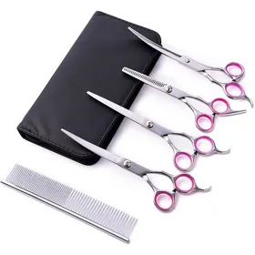 Comparer les prix de 7.9Kit de Toilettage 5pcs Ciseaux Coiffure en Acier Inoxydable Muets Chien et Chat avec Un PeigneUn Tissu Nettoyage Un Et Heerico