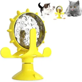 Meilleurs prix pour 2 Distributeurs de Friandises pour Chat Jouet Rotatif 360° avec Ventouse Forte Accessoire Interactif Jaune