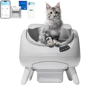 Comparer les prix de CATLINK Litière chat autonettoyante ouverte litière automatique 5GHz bac 12L compatible tous sables gris