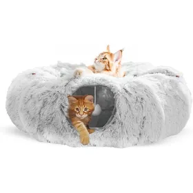 Comparer les prix de Tunnel pour chat - ULISEM - 90 cm de long - Couchage rembourré - Fenêtre intégrée - Utilisable intérieur/extérieur