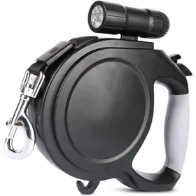 Comparer les prix de Laisse Rétractable pour Chien avec Lampe LED Jusqu’à 30 kg Poignée Antidérapante Frein à Une Main 8 m Noir