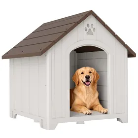 Meilleurs prix pour Niche pour chien extérieur - PawHut - en polypropylène imperméable - ventilé plancher surélevé - PP - 88 x 79 x 89 cm - gris clair