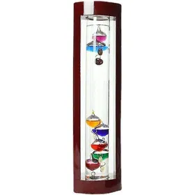 Meilleurs prix pour Thermomètre en verre - sphère multicolore - cadre en bois de cerisier - design élégant
