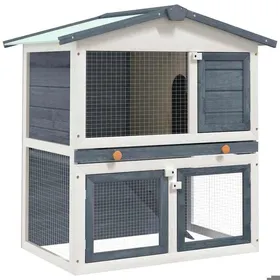 Comparer les prix de BEAU Cage à lapins cottage - Clapier d'extérieur - 3 portes - Gris Bois mode326614