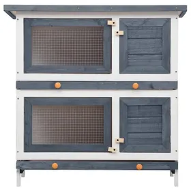 Comparer les prix de Bon plan Clapier Lapins Petit enclos - JILI HOT - Clapier dextérieur - 4 portes - Gris Bois - Pour Jardin Thome8366838
