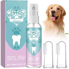 Meilleurs prix pour Spray Dentaire pour Chiens ChatsContre la Mauvaise Haleine et Aide à lhygiène Dentaire avec 2 Brosses à DoigtsNettoyage des