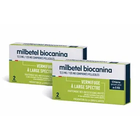 Comparer les prix de Milbetel vermifuge pour chiens lot de 2 boites de 2 comprimés