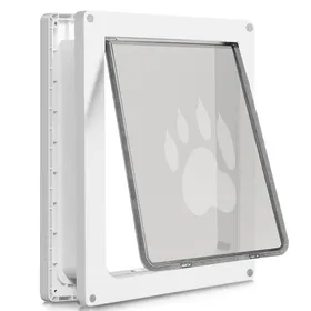 Comparer les prix de Chatiere 38 x 31 x 7 cm Blanc Libre accès Installation flexible Fonction de verrouillage Usage animalier Isolation phonique