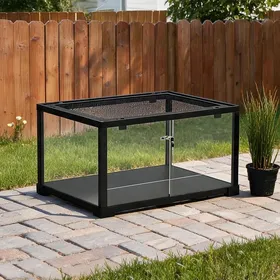 Meilleurs prix pour Terrarium en verre trempé deep black 60x45x32 cm pour reptiles et insectes - style épuré