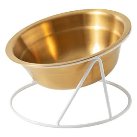 Meilleurs prix pour 2 gamelles en métal inoxydable 304 surface brossée anti-bactériennes surélevées pour chat et chien GAMELLE