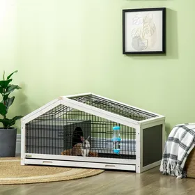 Meilleurs prix pour Clapier cage à Lapins rongeurs avec bouteille deau 2 portes verrouillables tiroir à déjection gris et blanc