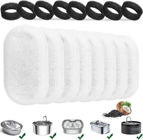 Meilleurs prix pour 16PCS Filtre Fontaine Eau Chat,Filtre à Charbon 8PCS et Une Éponge en Mousse 8PCS Convient Aux pour Filtre Fontaine a Eau Chat