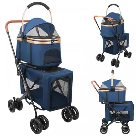 Meilleurs prix pour MIPAN.Poussette Pour Chat XXL Double - 97x 58x 46 cm - Poussette Pour Chien De 15 Kg - Poussette Pour Petit Animaux -Bleu