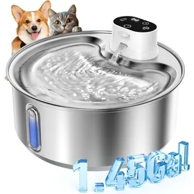 Meilleurs prix pour Fontaine À Eau Chat En Inox 55L Automatique Pour Chats Et Chiens Sans Fil Avec Detecteur De Mouvement - Batterie 5000Mah[YF147]