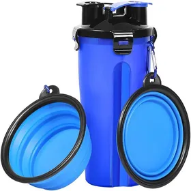 Comparer les prix de Bouteille deau portable pour chien avec 2 bols pliants 1 bouteille deau et nourriture pour chien pour chat bouteille de voyage